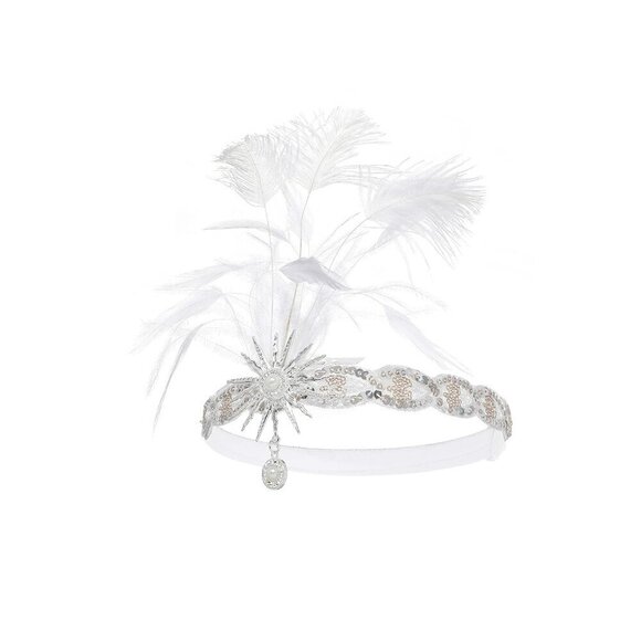 1920s Flapper Headband Feather Sequin Hair Accessory for Roaring 20s Parties main image 5